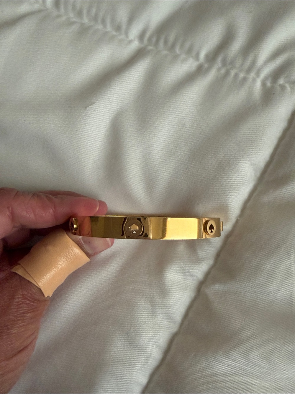 Two kate spade Gold-tone Bangle Bracelet Set with Pink Drawstring Pouch. - Picture 2 of 5